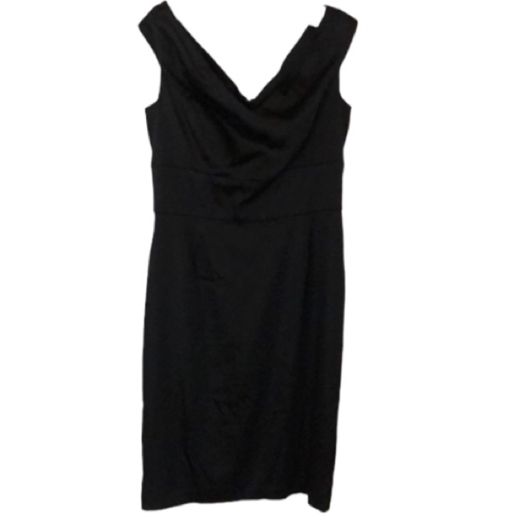 White House Black Market WHBM size 10 black satin dress with stretch